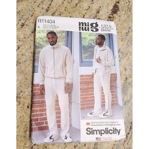Simplicity R11404 Pattern Men XS S M L  Knit Zip Jacket & Pants Side Leg Snaps